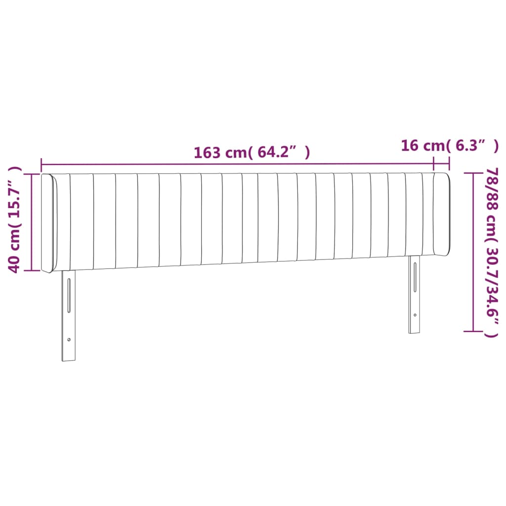 Kopfteil mit Ohren Creme 163x16x78/88 cm Stoff