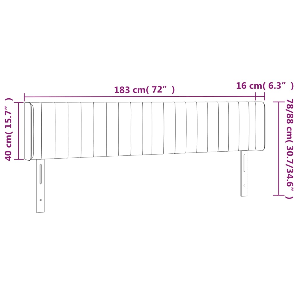 Kopfteil mit Ohren Creme 183x16x78/88 cm Stoff