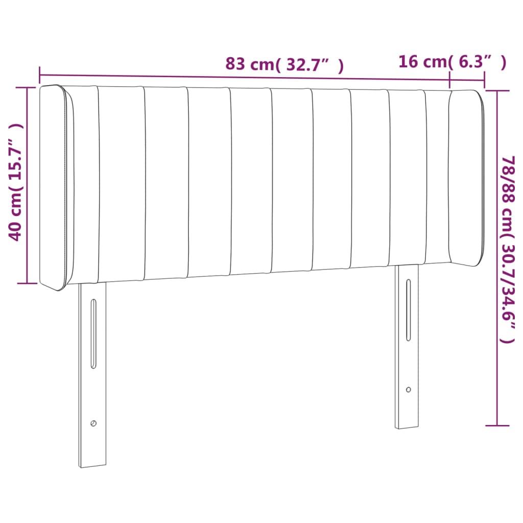 Kopfteil mit Ohren Schwarz 83x16x78/88 cm Samt