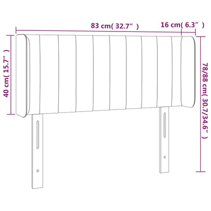 Kopfteil mit Ohren Schwarz 83x16x78/88 cm Samt