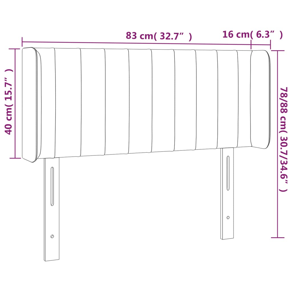 Kopfteil mit Ohren Rosa 83x16x78/88 cm Samt