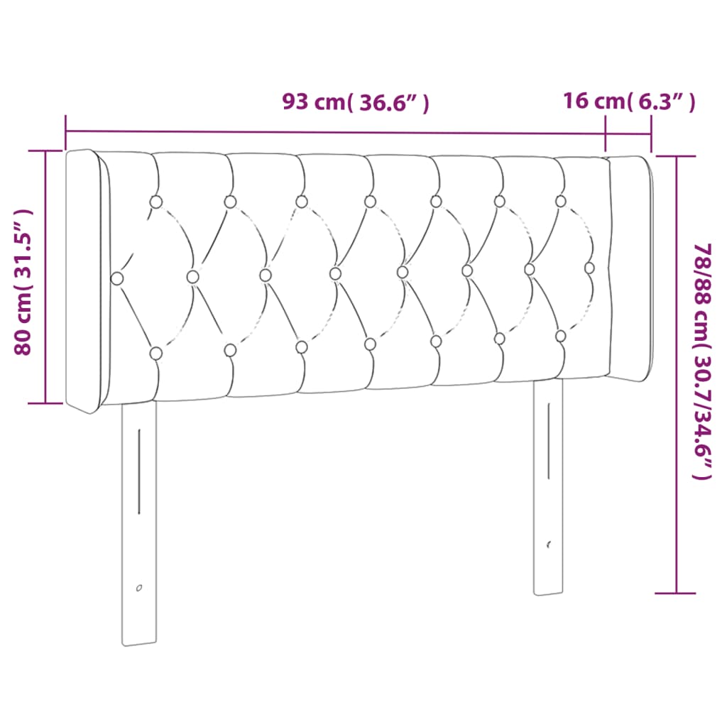 Kopfteil mit Ohren Hellgrau 93x16x78/88 cm Stoff