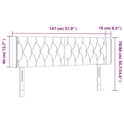 Kopfteil mit Ohren Hellgrau 147x16x78/88 cm Stoff