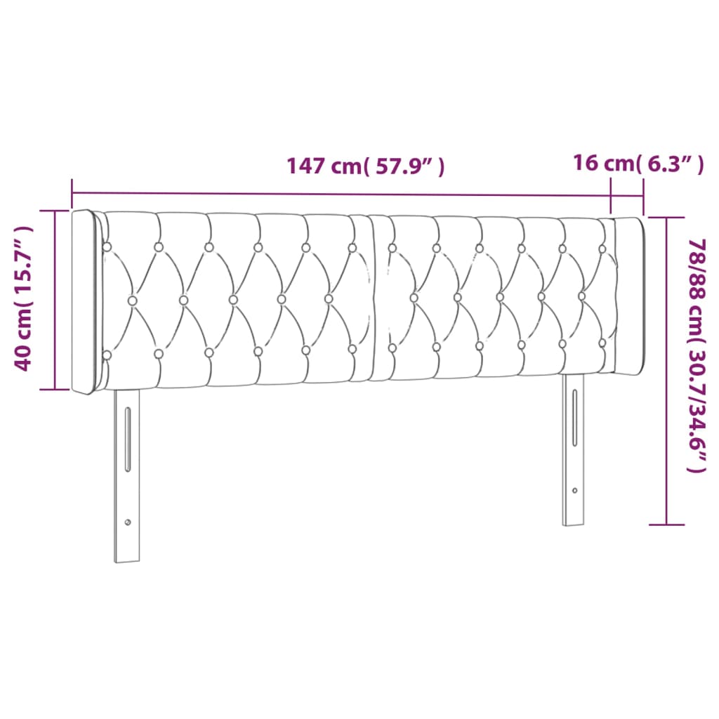 Kopfteil mit Ohren Dunkelgrau 147x16x78/88 cm Stoff