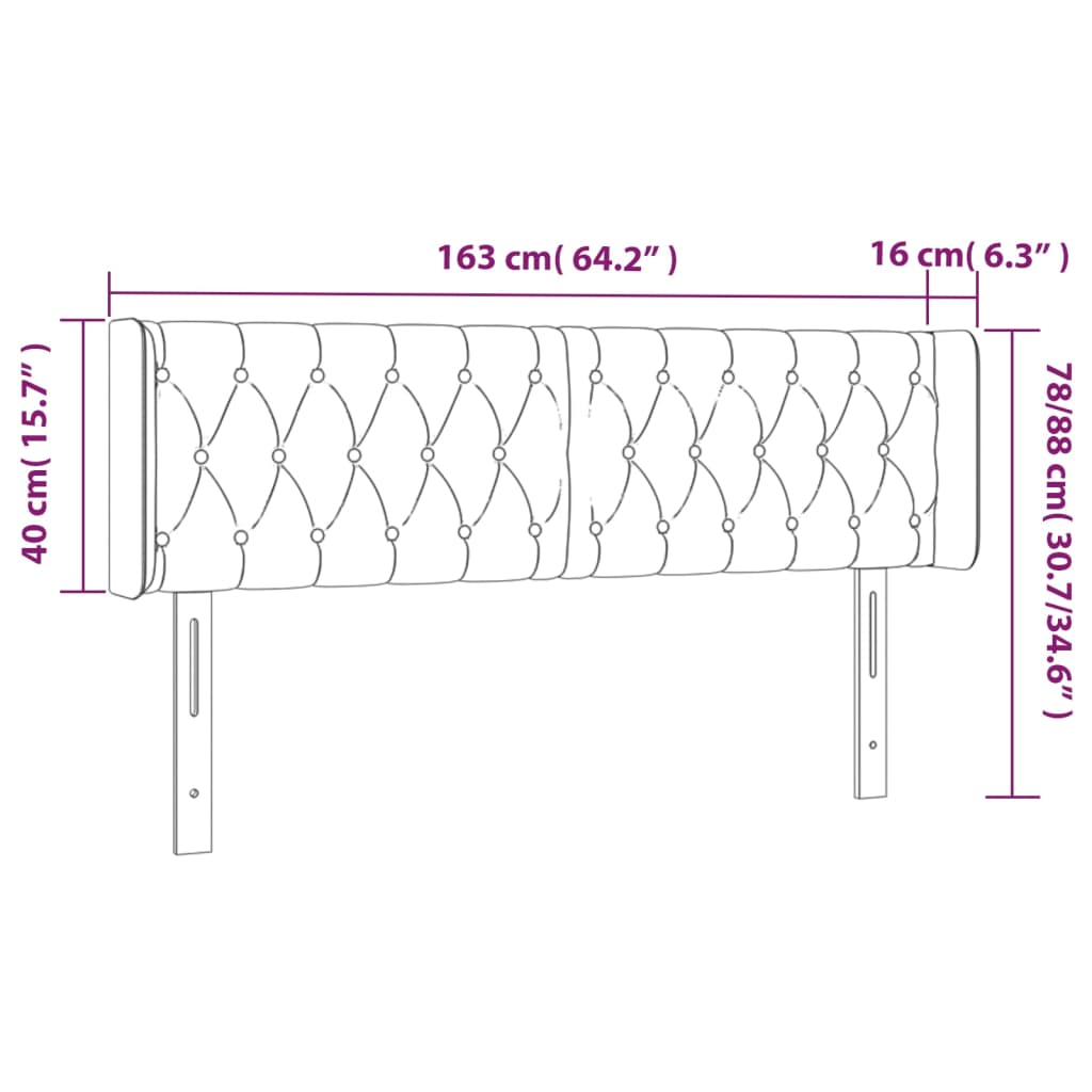 Kopfteil mit Ohren Hellgrau 163x16x78/88 cm Stoff