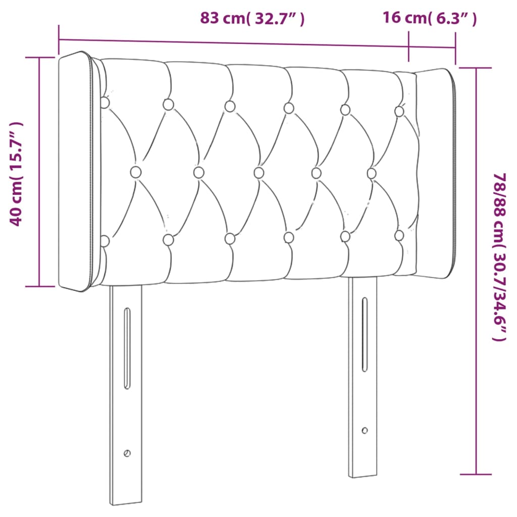 Kopfteil mit Ohren Hellgrau 83x16x78/88 cm Samt