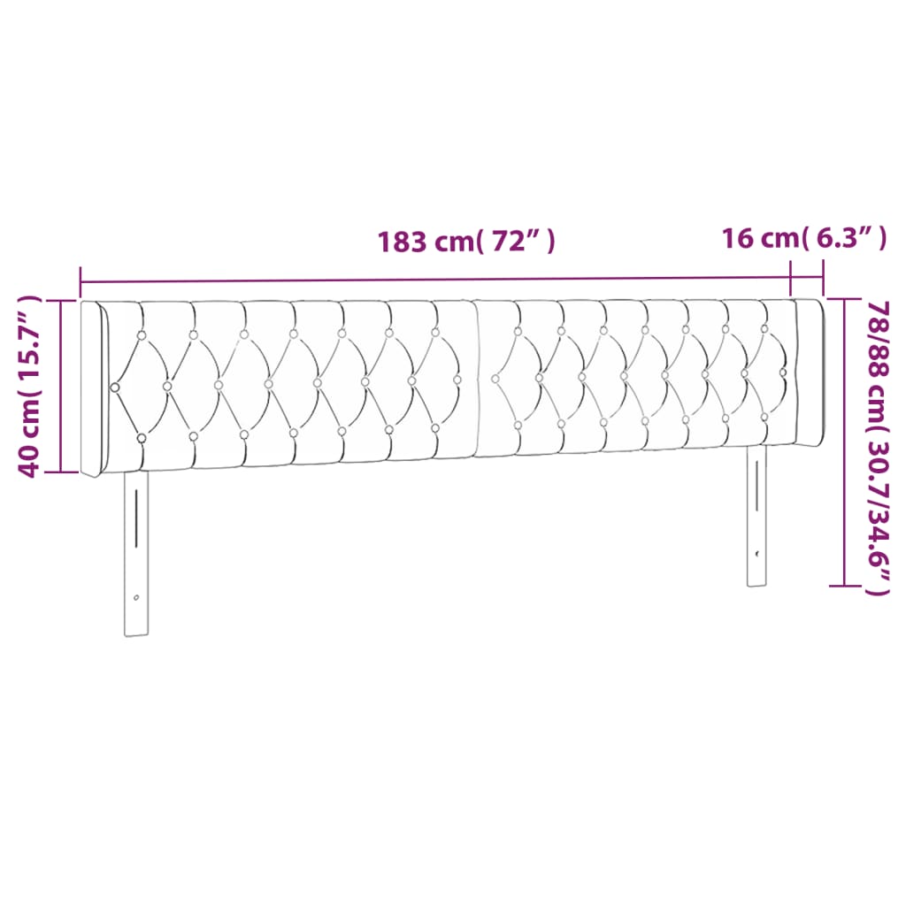 Kopfteil mit Ohren Rosa 183x16x78/88 cm Samt