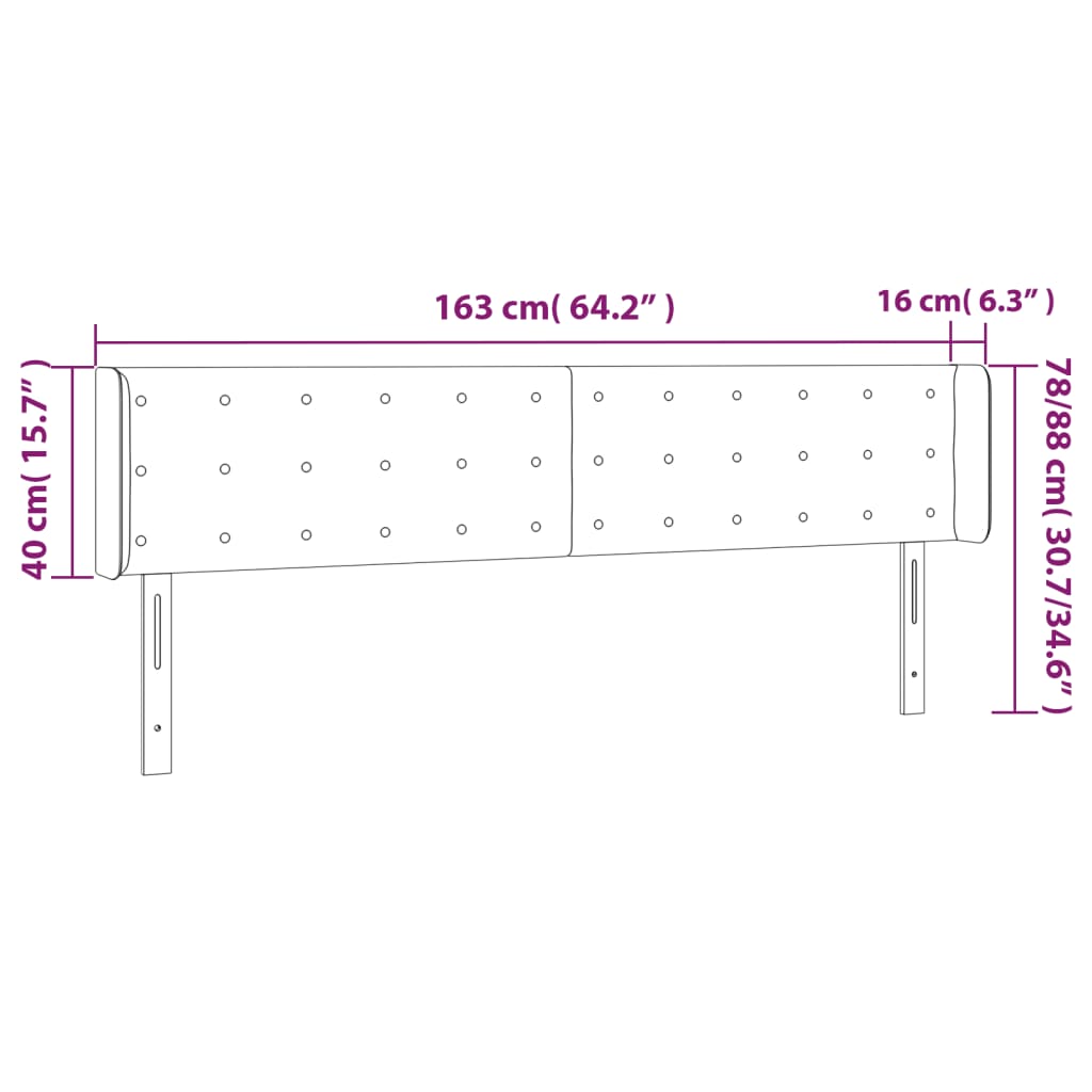 Kopfteil mit Ohren Dunkelbraun 163x16x78/88 cm Stoff