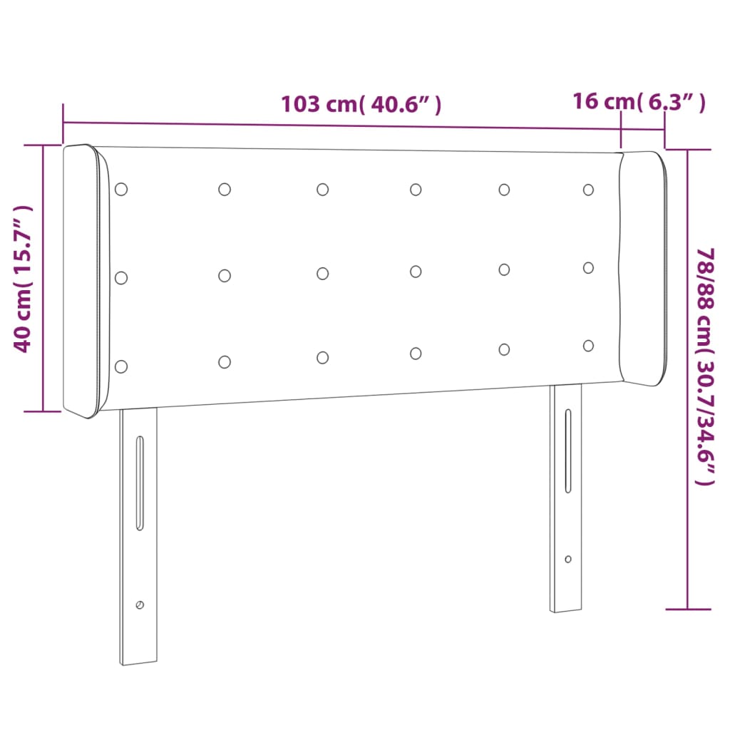 Kopfteil mit Ohren Dunkelgrau 103x16x78/88 cm Samt