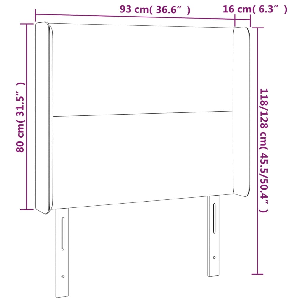 Kopfteil mit Ohren Creme 93x16x118/128 cm Stoff