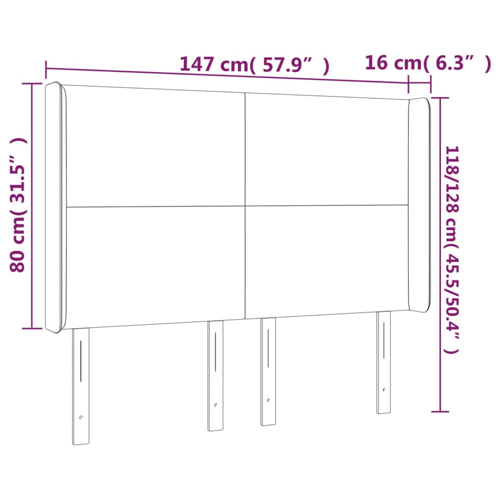 Kopfteil mit Ohren Hellgrau 147x16x118/128 cm Stoff