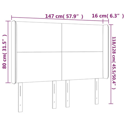 Kopfteil mit Ohren Hellgrau 147x16x118/128 cm Stoff