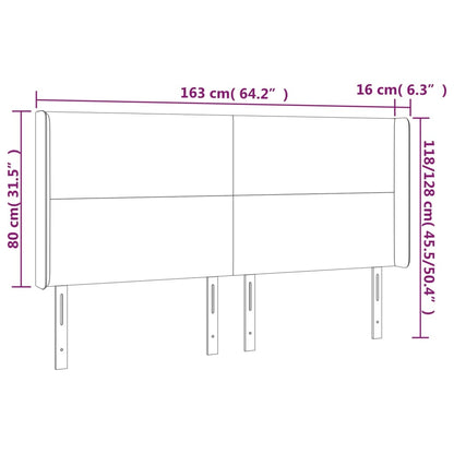 Kopfteil mit Ohren Hellgrau 163x16x118/128 cm Stoff