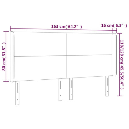 Kopfteil mit Ohren Dunkelgrau 163x16x118/128 cm Stoff