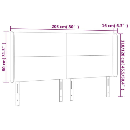 Kopfteil mit Ohren Dunkelgrau 203x16x118/128 cm Stoff