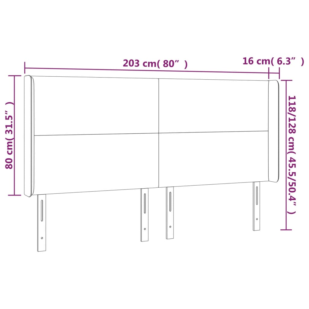 Kopfteil mit Ohren Dunkelbraun 203x16x118/128 cm Stoff