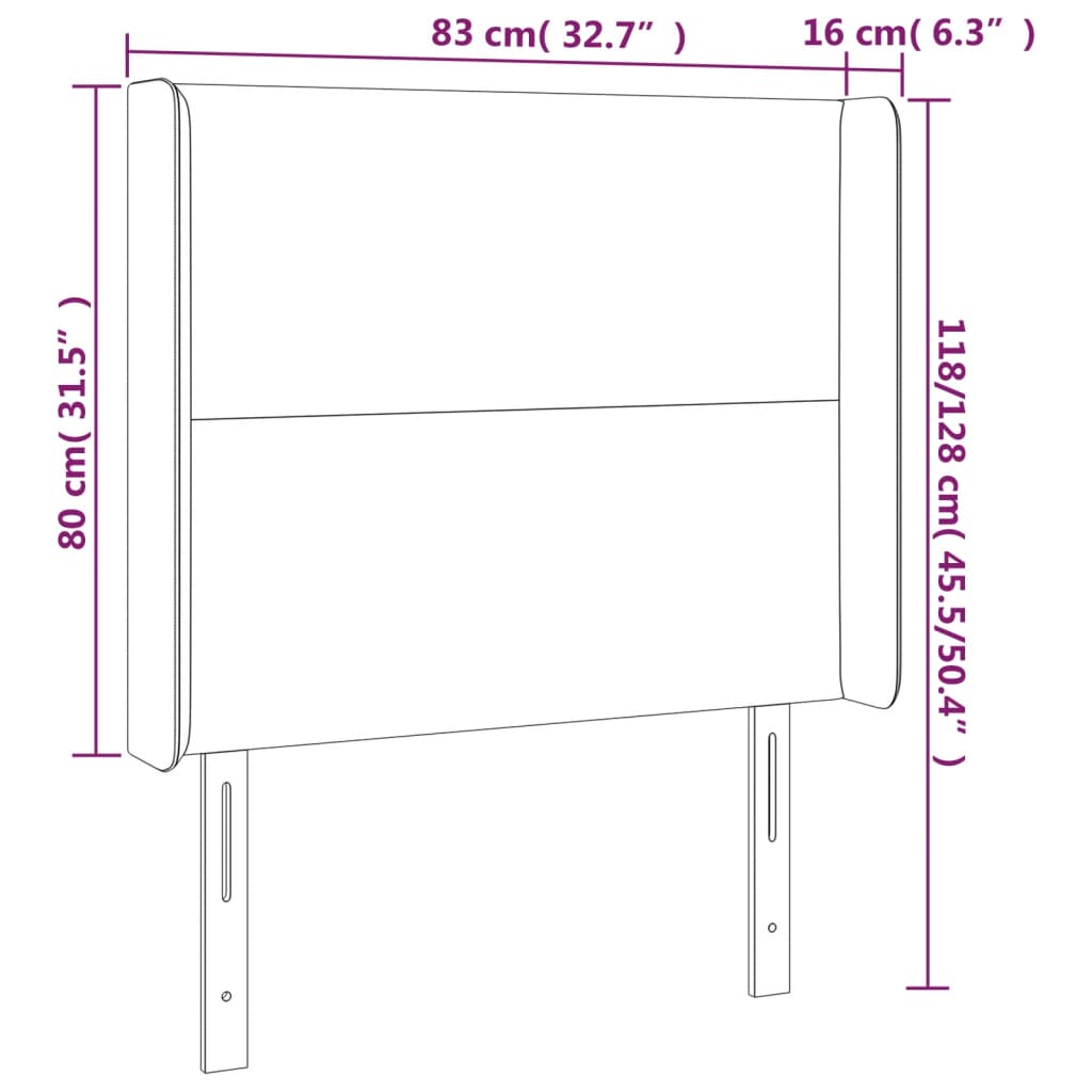 Kopfteil mit Ohren Schwarz 83x16x118/128 cm Samt