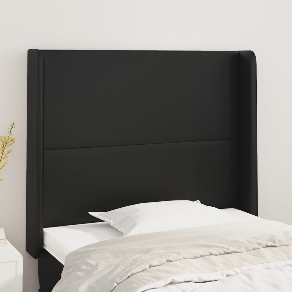 Kopfteil mit Ohren Schwarz 83x16x118/128 cm Kunstleder