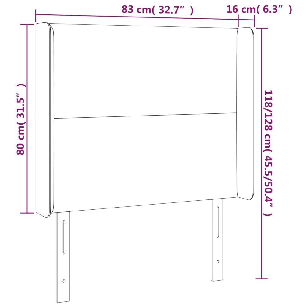 Kopfteil mit Ohren Weiß 83x16x118/128 cm Kunstleder