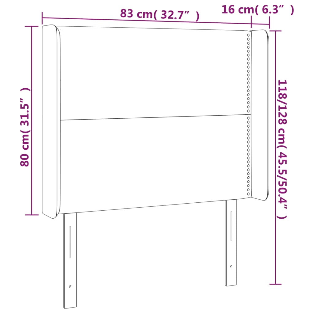 Kopfteil mit Ohren Dunkelblau 83x16x118/128 cm Samt