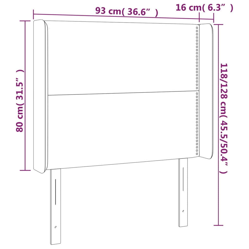 Kopfteil mit Ohren Hellgrau 93x16x118/128 cm Samt