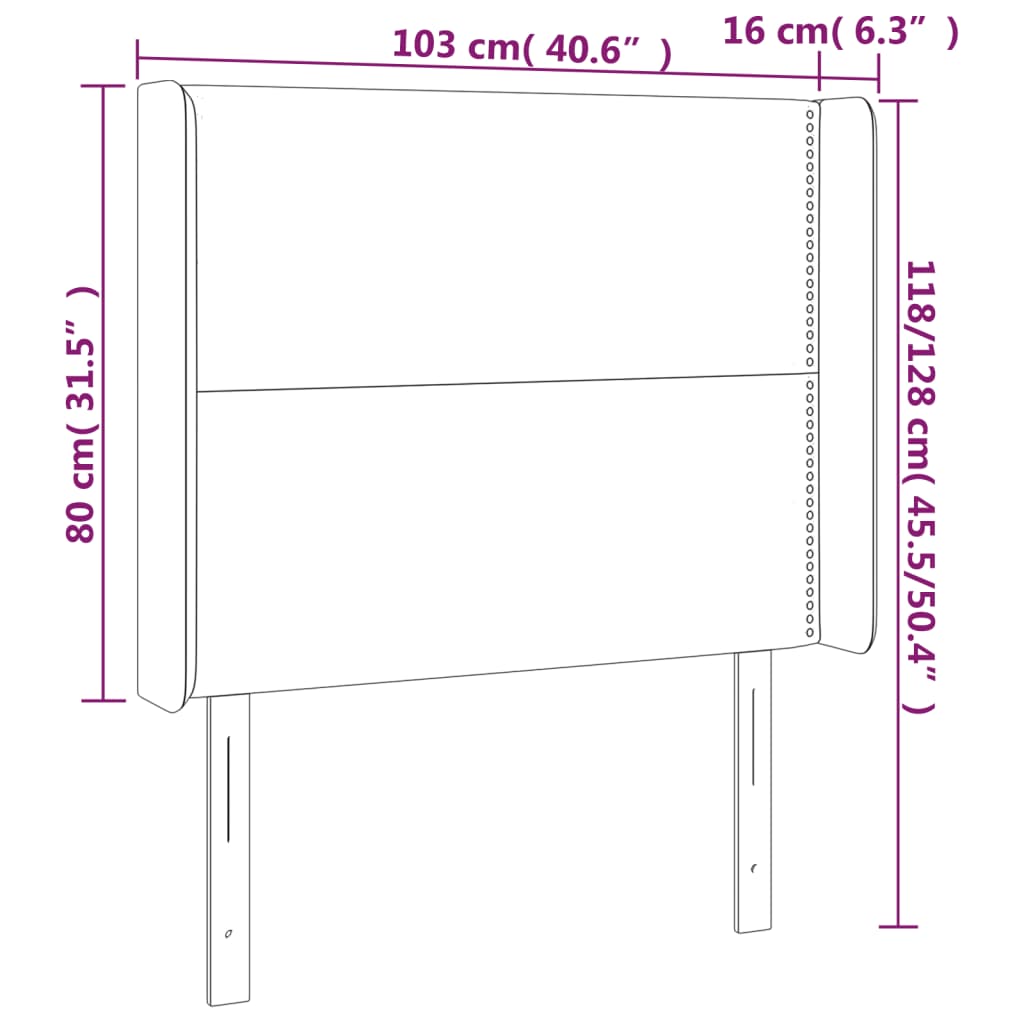 Kopfteil mit Ohren Rosa 103x16x118/128 cm Samt