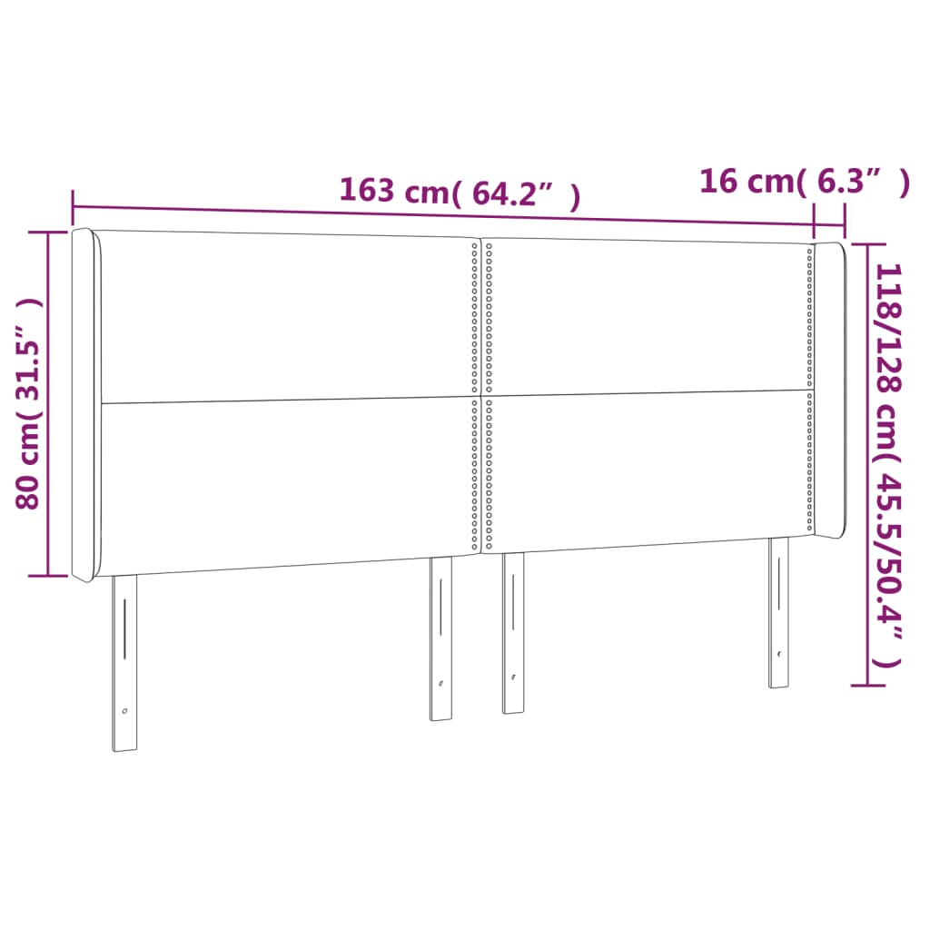 Kopfteil mit Ohren Rosa 163x16x118/128 cm Samt