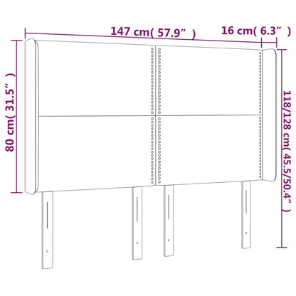 Kopfteil mit Ohren Grau 147x16x118/128 cm Kunstleder