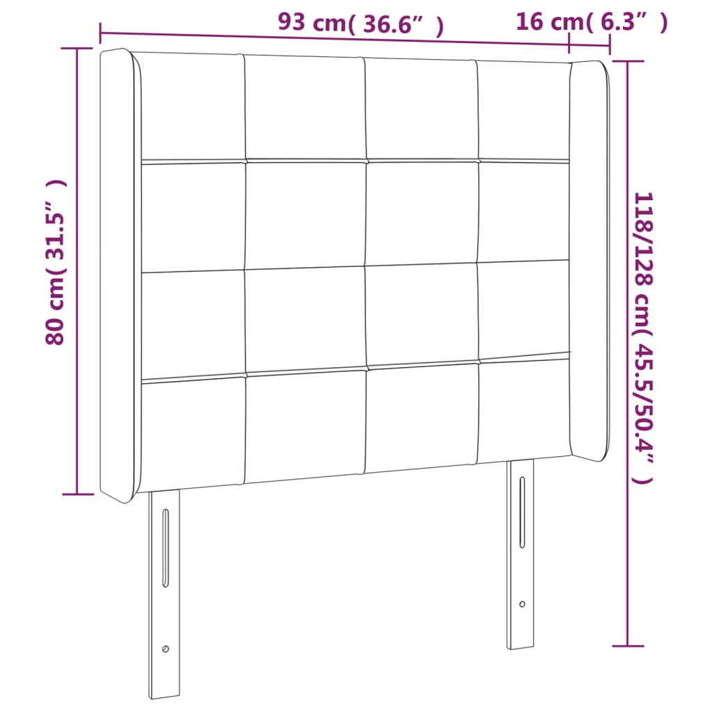 Kopfteil mit Ohren Hellgrau 93x16x118/128 cm Stoff