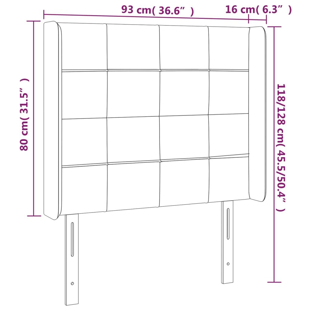 Kopfteil mit Ohren Dunkelgrau 93x16x118/128 cm Stoff