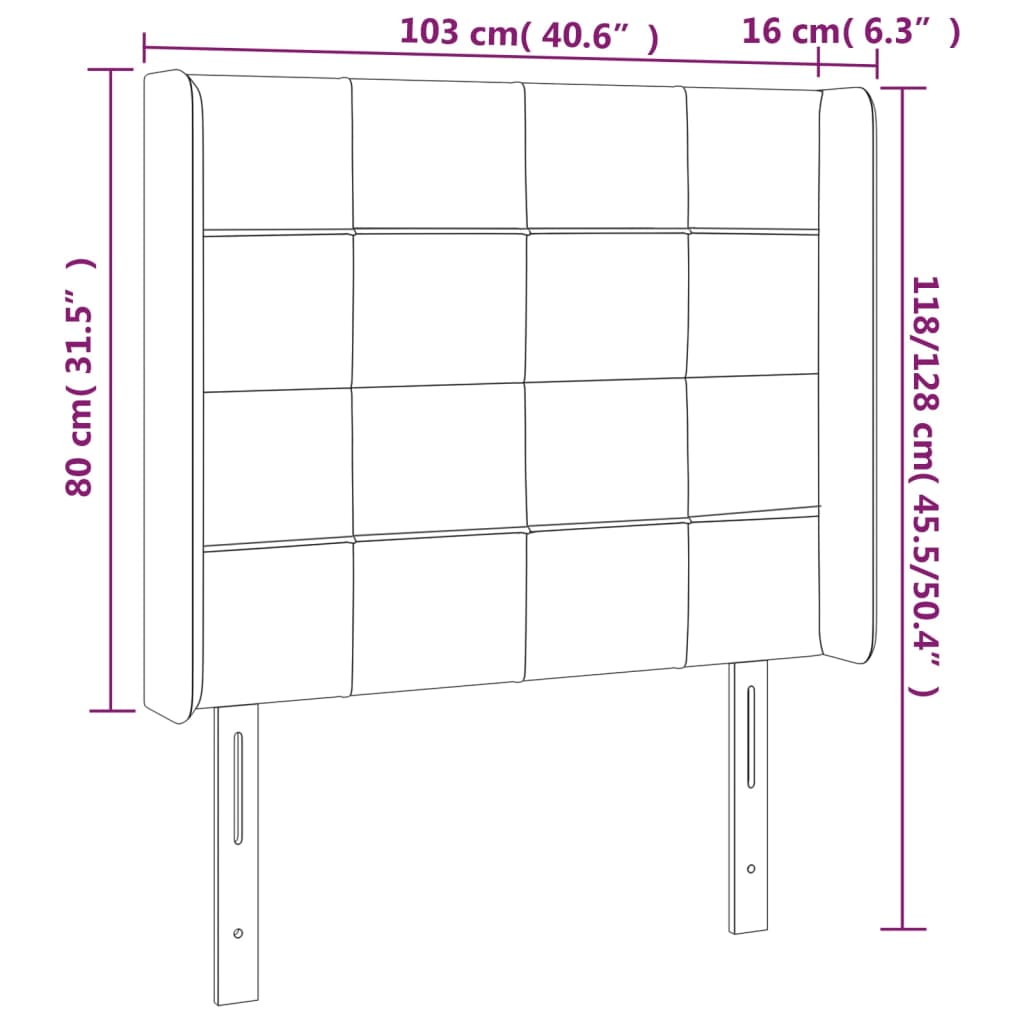 Kopfteil mit Ohren Hellgrau 103x16x118/128 cm Stoff