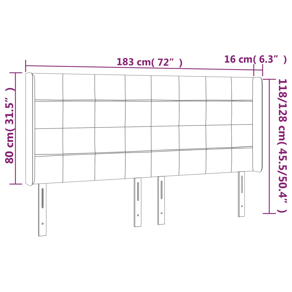 Kopfteil mit Ohren Dunkelgrau 183x16x118/128 cm Stoff