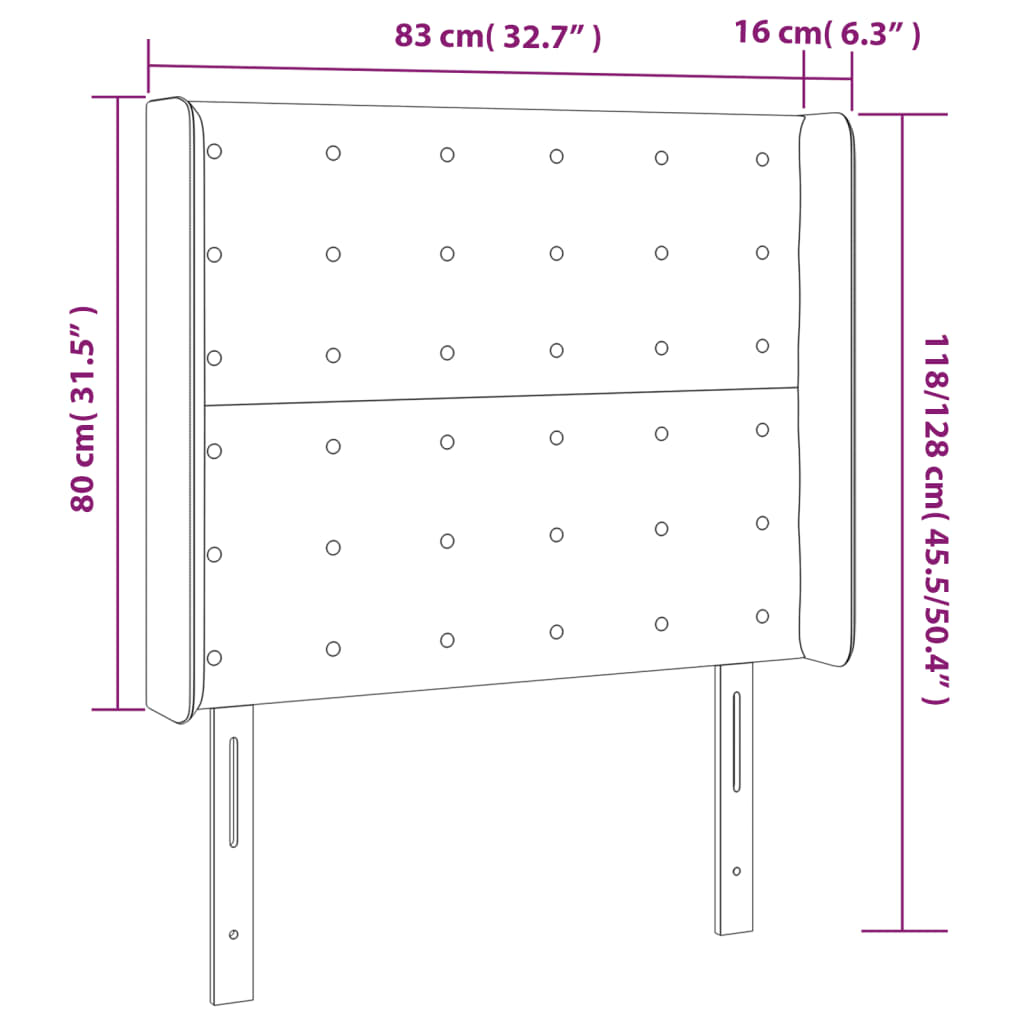 Kopfteil mit Ohren Schwarz 83x16x118/128 cm Kunstleder