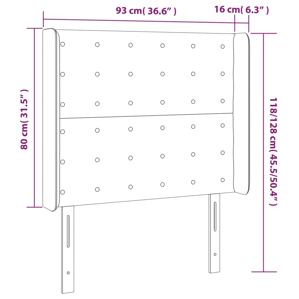 Kopfteil mit Ohren Grau 93x16x118/128 cm Kunstleder