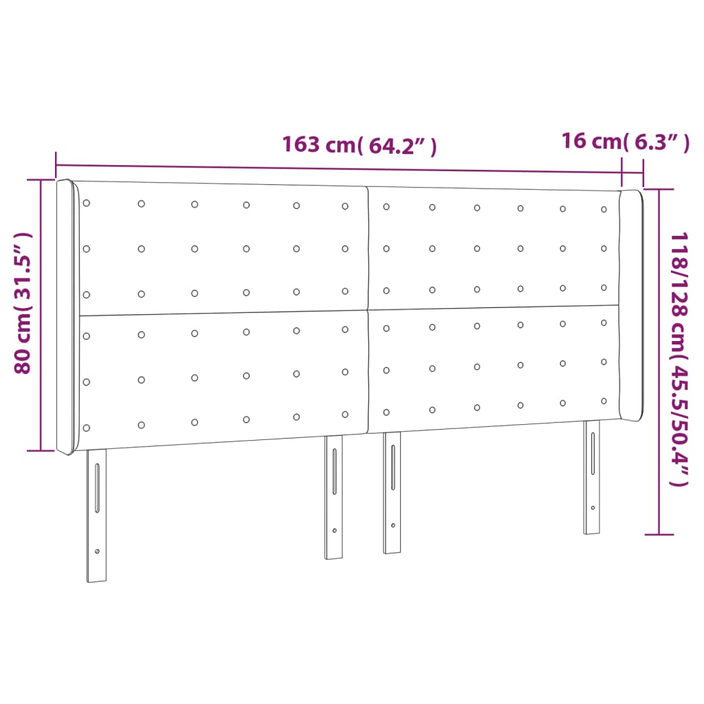 Kopfteil mit Ohren Schwarz 163x16x118/128 cm Kunstleder