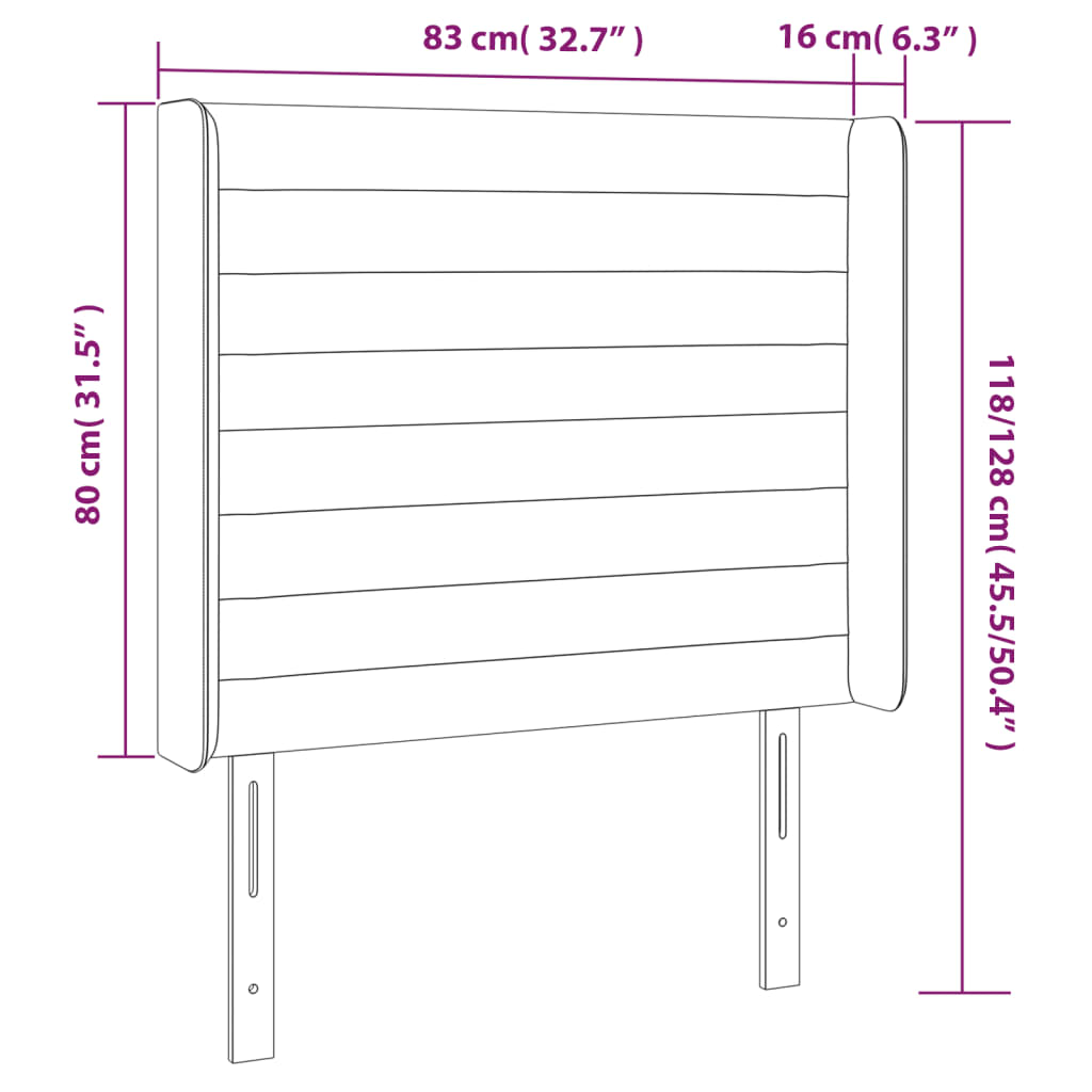 Kopfteil mit Ohren Hellgrau 83x16x118/128 cm Stoff