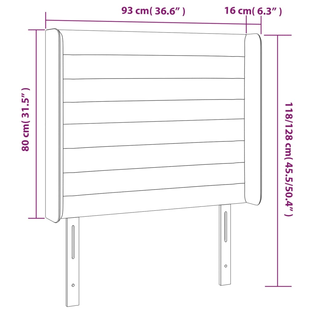 Kopfteil mit Ohren Hellgrau 93x16x118/128 cm Stoff