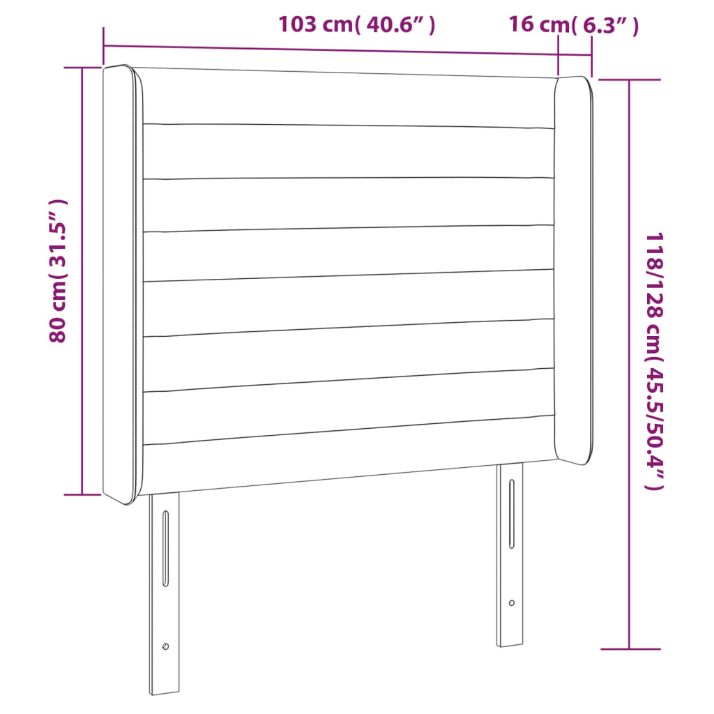 Kopfteil mit Ohren Dunkelgrau 103x16x118/128 cm Stoff