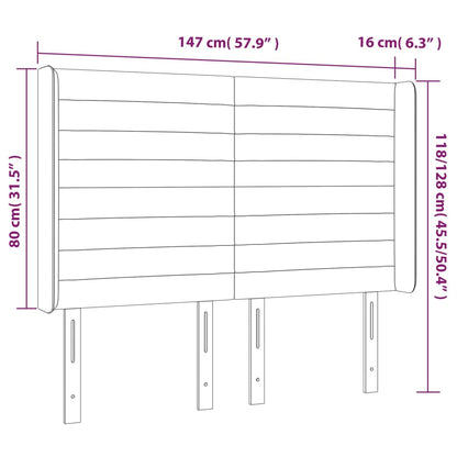 Kopfteil mit Ohren Hellgrau 147x16x118/128 cm Stoff