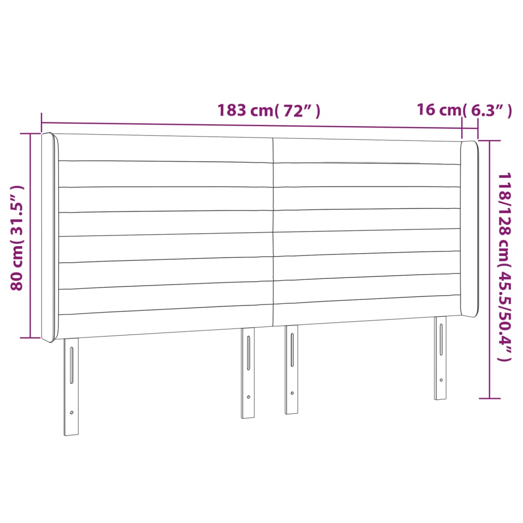 Kopfteil mit Ohren Dunkelbraun 183x16x118/128 cm Stoff