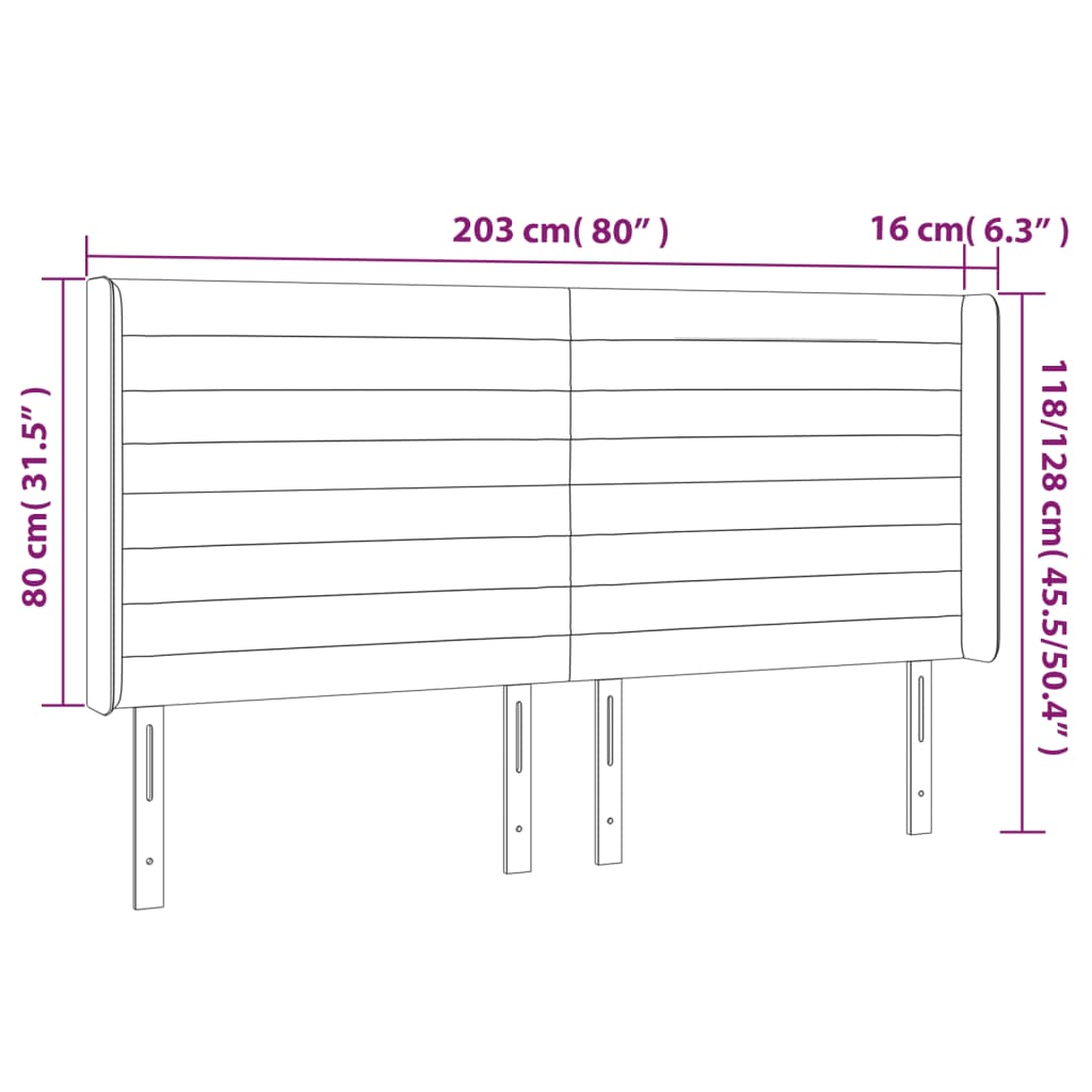 Kopfteil mit Ohren Dunkelgrau 203x16x118/128 cm Stoff