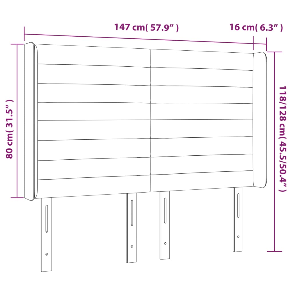 Kopfteil mit Ohren Dunkelblau 147x16x118/128 cm Samt