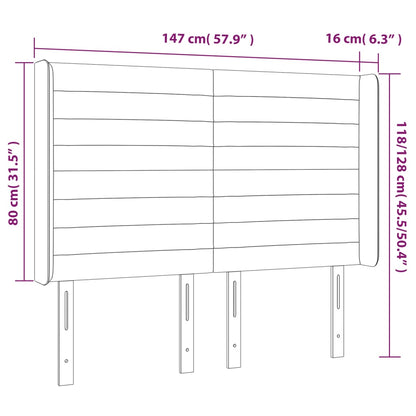 Kopfteil mit Ohren Dunkelblau 147x16x118/128 cm Samt