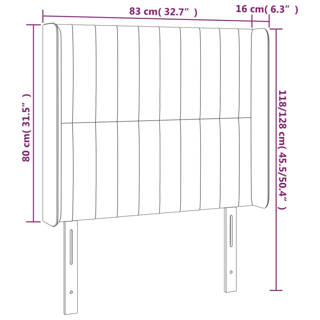 Kopfteil mit Ohren Hellgrau 83x16x118/128 cm Stoff