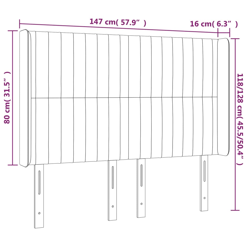 Kopfteil mit Ohren Hellgrau 147x16x118/128 cm Stoff