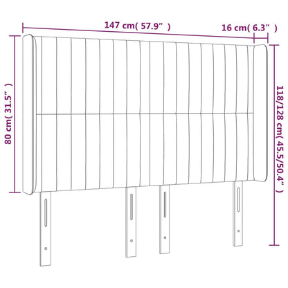 Kopfteil mit Ohren Hellgrau 147x16x118/128 cm Stoff