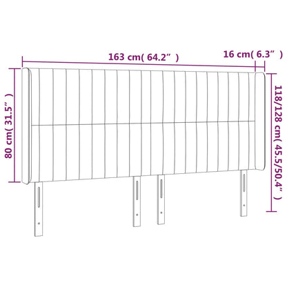 Kopfteil mit Ohren Hellgrau 163x16x118/128 cm Stoff