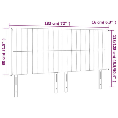 Kopfteil mit Ohren Hellgrau 183x16x118/128 cm Stoff