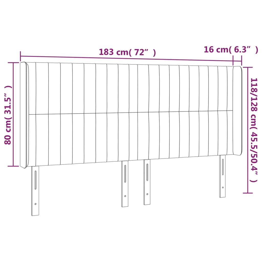 Kopfteil mit Ohren Dunkelblau 183x16x118/128 cm Samt