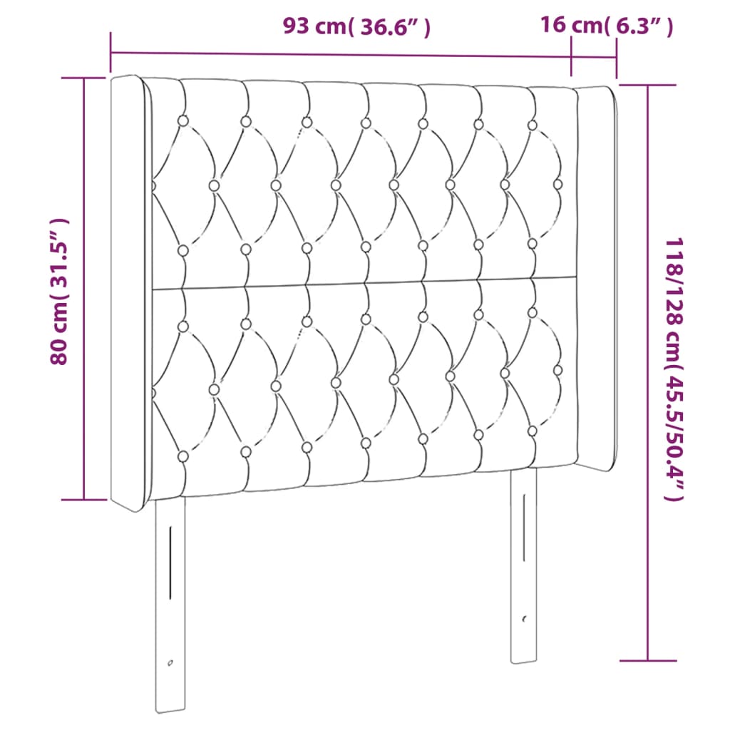 Kopfteil mit Ohren Dunkelbraun 93x16x118/128 cm Stoff